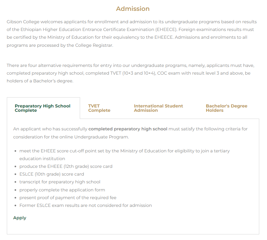 Admission Requirements picture